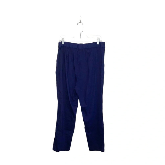 Leith Navy Blue Linen Blend High Rise Relaxed Fit Cropped Pants Large Women’s - Picture 7 of 14